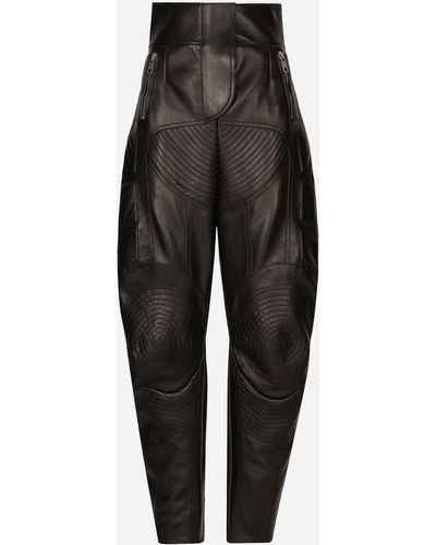 Dolce & Gabbana Bikerhose Mit Hohem Bund Aus Leder - Schwarz