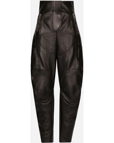 Dolce & Gabbana High-waisted leather biker pants - Nero