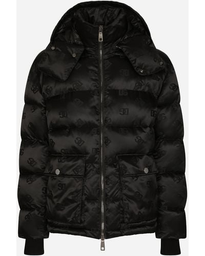 Dolce & Gabbana Jacke Mit Kapuze Satin Jacquard Dg - Schwarz