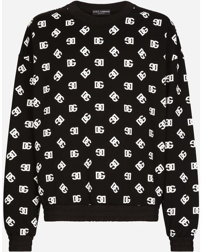Dolce & Gabbana Rundhals-Sweatshirt Print DG Monogram - Schwarz