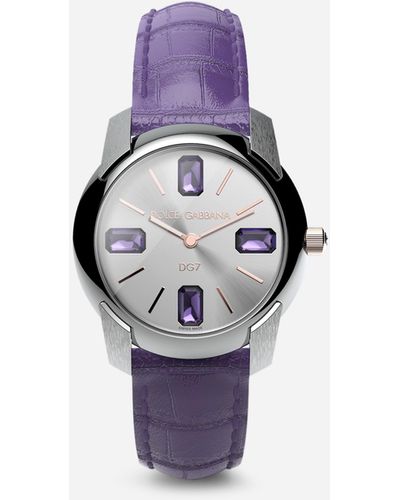 Dolce & Gabbana Uhr mit armband aus alligatorleder - Lila