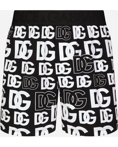 Dolce & Gabbana Shorts bi-elastischer Jersey DG-Logoprint - Schwarz