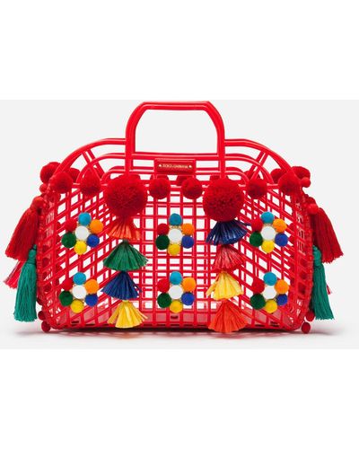 Dolce & Gabbana Pvc Kendra Shopping Bag With Embroidery - Rot