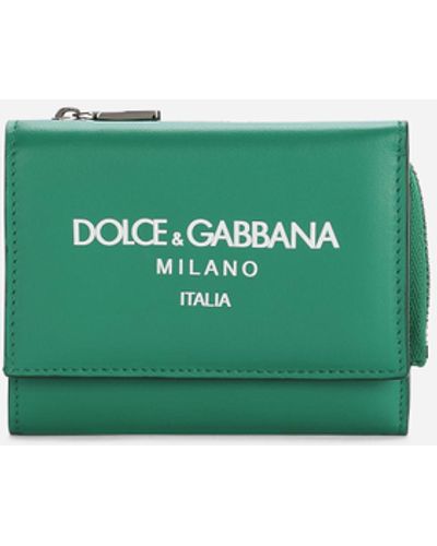 Dolce & Gabbana Geldbörse French Flap aus Kalbsleder mit Logo - Grün