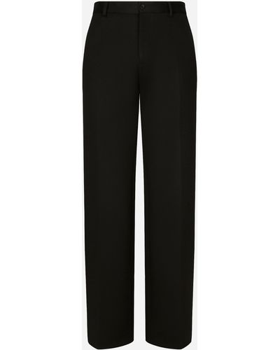 Dolce & Gabbana Straight-leg Technical Cotton Jersey Trousers - Black