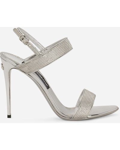 Dolce & Gabbana Sandalette aus Satin und Thermostrass - Weiß