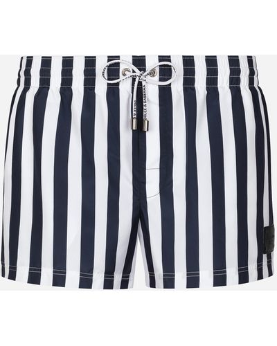 Dolce & Gabbana Brand-patch Elasticated-waist Swim Shorts - Blue