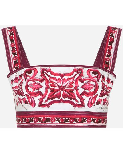 Dolce & Gabbana Top Aus Popeline Majolika-Print - Pink