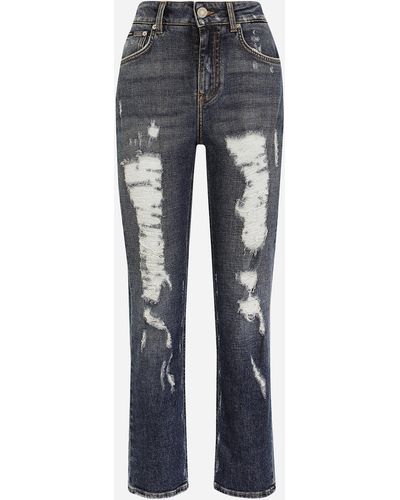 Dolce & Gabbana Boyfriend Jeans With Rips - Gray