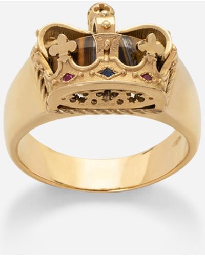 Dolce & Gabbana Ring Crown Mit Krone Und Tigereisen - Gelb