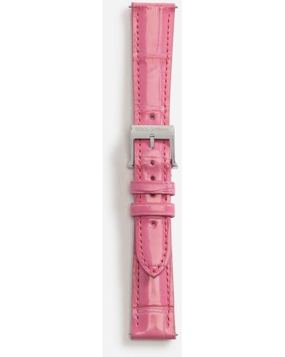Dolce & Gabbana Alligator strap with buckle and hook in steel - Rosa