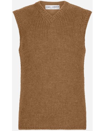 Dolce & Gabbana Gilet in maglia di lana e alpaca - Marrone