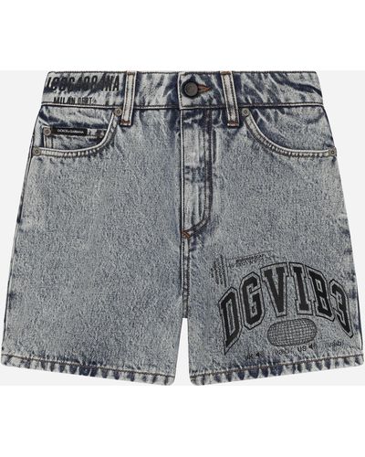 Dolce & Gabbana Shorts de denim con logotipo DG VIB3 - Gris