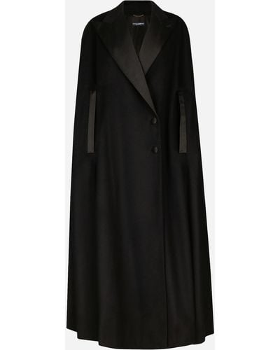 Dolce & Gabbana Single-breasted Wool And Cashmere Cape - Black