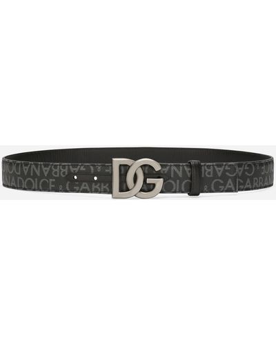 Dolce & Gabbana Cinturón de logo Jacquard recubierto de con hebilla DG - Negro