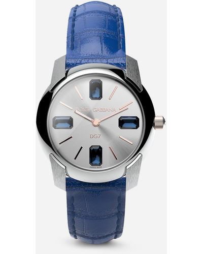 Dolce & Gabbana Uhr Mit Armband Aus Alligatorleder - Blau