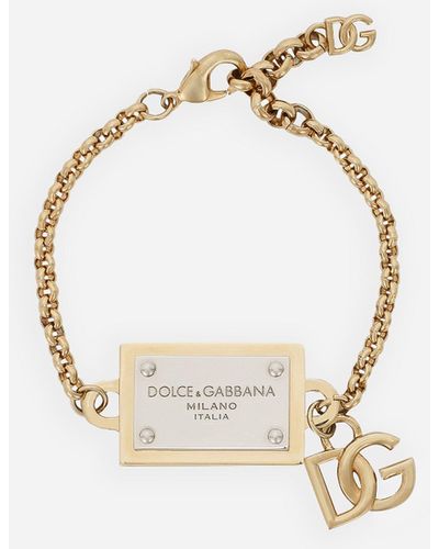 Dolce & Gabbana Armband Mit Logoplakette Und Dg - Mettallic