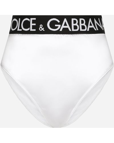 Dolce & Gabbana High-Waisted Satin Briefs With Branded Elastic - Weiß