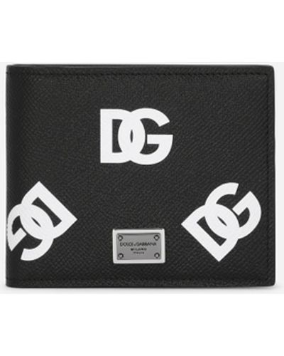 Dolce & Gabbana Geldbörse mit Münztasche aus Kalbsleder DG-Print allover - Schwarz