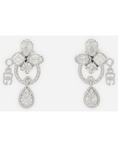 Dolce & Gabbana Pendientes Easy Diamond en oro blanco de 18 kt con diamantes