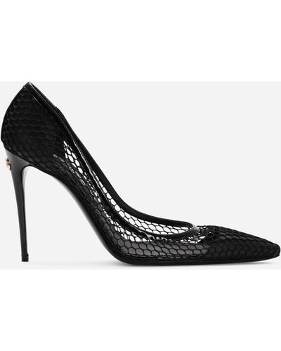Dolce & Gabbana Mesh And Patent Leather Court Shoes - Black