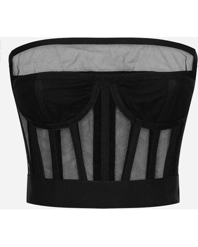 Dolce & Gabbana Tulle bustier top with boning - Nero