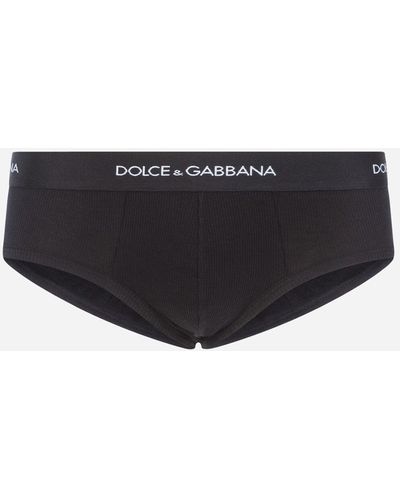 Dolce & Gabbana Brando Slip Aus Baumwoll-Ripp - Schwarz