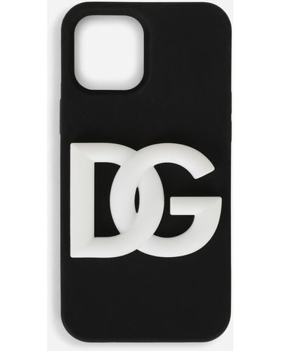 Dolce & Gabbana Cover iPhone 12 Pro max aus Gummi mit DG-Logo - Schwarz