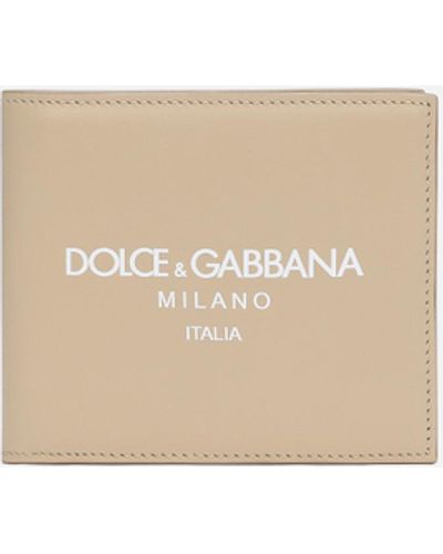Dolce & Gabbana Bifold-Geldbörse aus Kalbsleder mit Logo - Natur