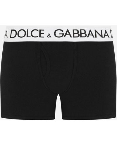 Dolce & Gabbana Boxer long en jersey de coton bi-stretch - Noir