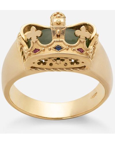 Dolce & Gabbana Ring Crown mit krone und grünem jadestein - Mettallic