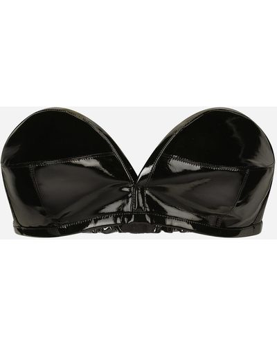 Dolce & Gabbana Patent Leather Bandeau Top - Black