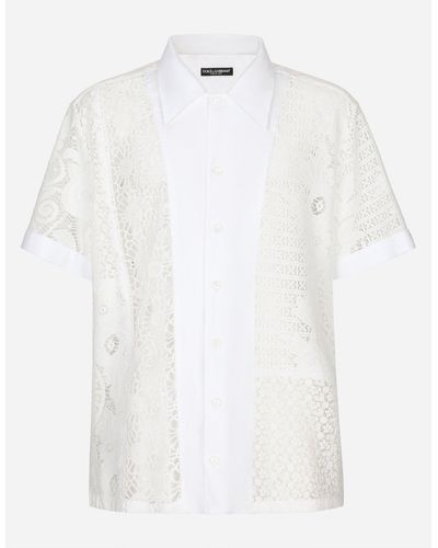 Dolce & Gabbana Chemise Hawaii avec empiècements en dentelle - Blanc