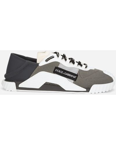 Dolce & Gabbana Ns1 Slip On Sneakers In Mixed Materials - Gris