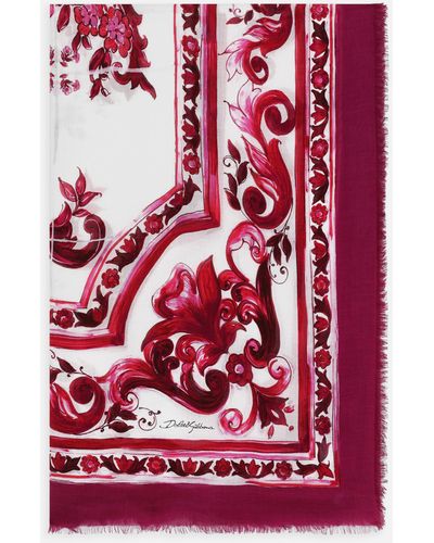 Dolce & Gabbana Schal 135 x 200 aus Modal und Kaschmir Print - Rot
