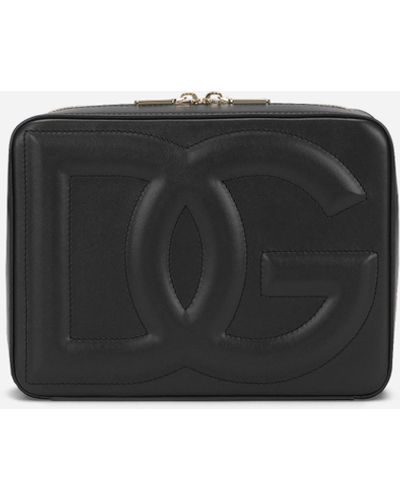 Dolce & Gabbana Mittelgroße Camera Bag aus Kalbsleder mit Logo - Schwarz
