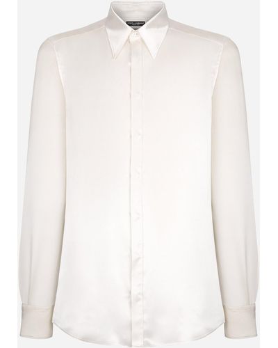 Dolce & Gabbana Silk Satin Martini-Fit Shirt - White