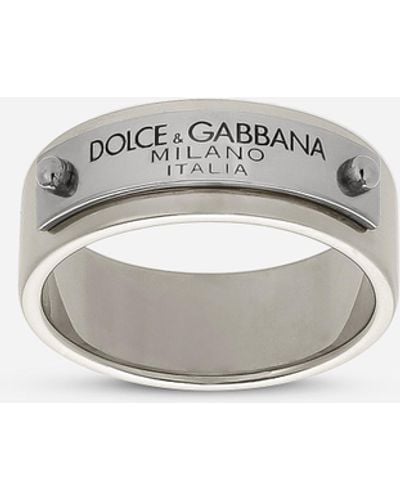 Dolce & Gabbana Ring mit Dolce&Gabbana-Plakette - Weiß