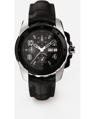 Dolce & Gabbana DS5 watch in white gold and steel with pvd coating - Schwarz