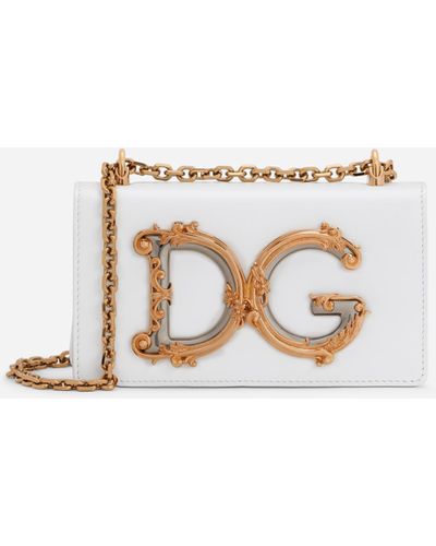Dolce & Gabbana "Bolso ""dg Girls Barocco"" De Piel" - Blanco