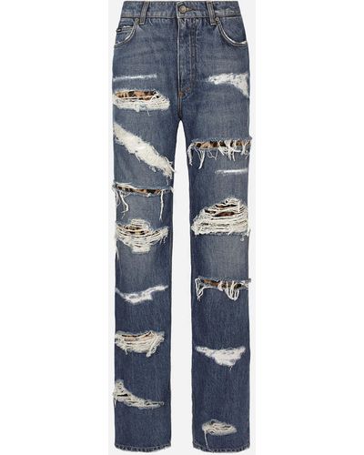 Dolce & Gabbana Loose-fit Jeans With Ripped Details - Blue