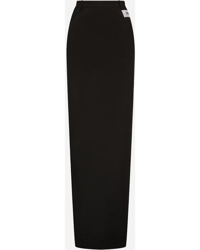 Dolce & Gabbana Jupe longue en cady à fente et fermetures zippées latérales - Noir