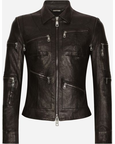 Dolce & Gabbana Washed Leather Jacket - Black