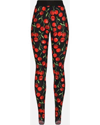 Dolce & Gabbana Cherry-print technical jersey leggings - Rosso