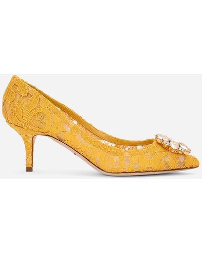 Dolce & Gabbana Lace rainbow pumps with brooch detailing - Amarillo