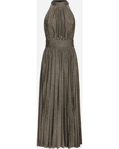 Dolce & Gabbana Longuette-Kleid aus plissiertem Lurex-Jersey - Natur