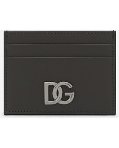 Dolce & Gabbana Kartenetui aus Kalbsnappaleder mit DG-Logo - Weiß
