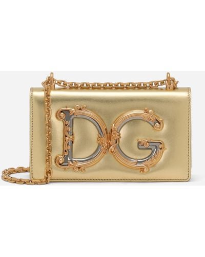 Dolce & Gabbana Dg Girls Phone Bag In Nappa Mordore Leather - Natural
