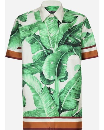 Dolce & Gabbana Hawaiihemd aus Seide Bananenbaum-Print - Grün