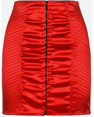 Dolce & Gabbana Minifalda de raso con corchetes - Rojo